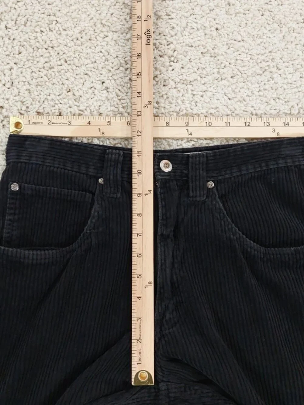Vintage Anchor Blue Baggy Black Corduroy Y2k Skater Pants Faded Grunge. Sz 30x30